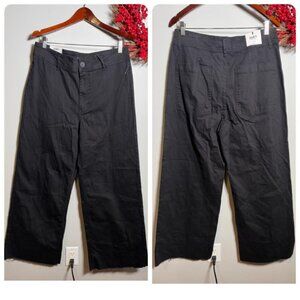 OAT New York Womens High Rise Wide Leg Utility Relaxed Straight Pant 12/31 Black